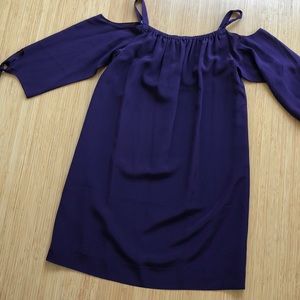 MADEWELL silk dress size 2 violet off the shoulder